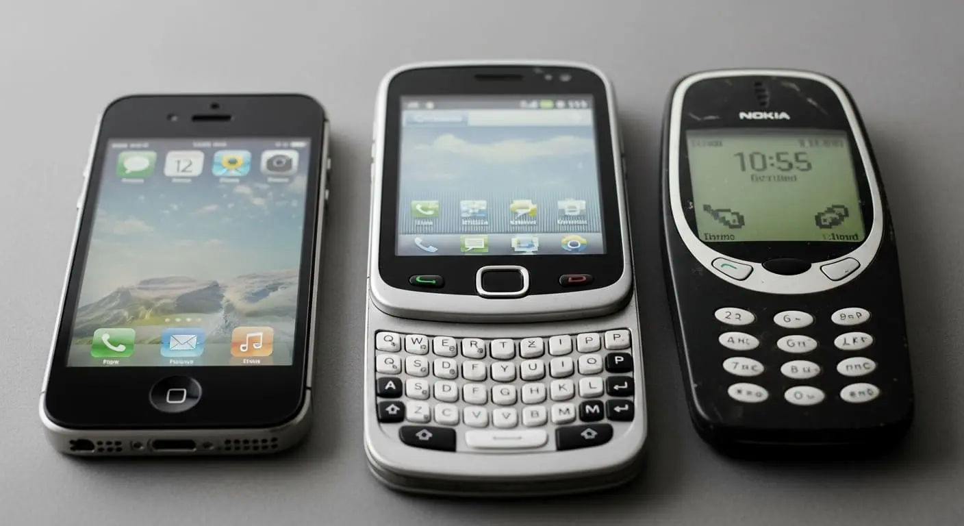 3 modelos de celulares que não valem a pena comprar em 2025, ilustrando o custo-benefício ruim e o alerta para evitar a compra.