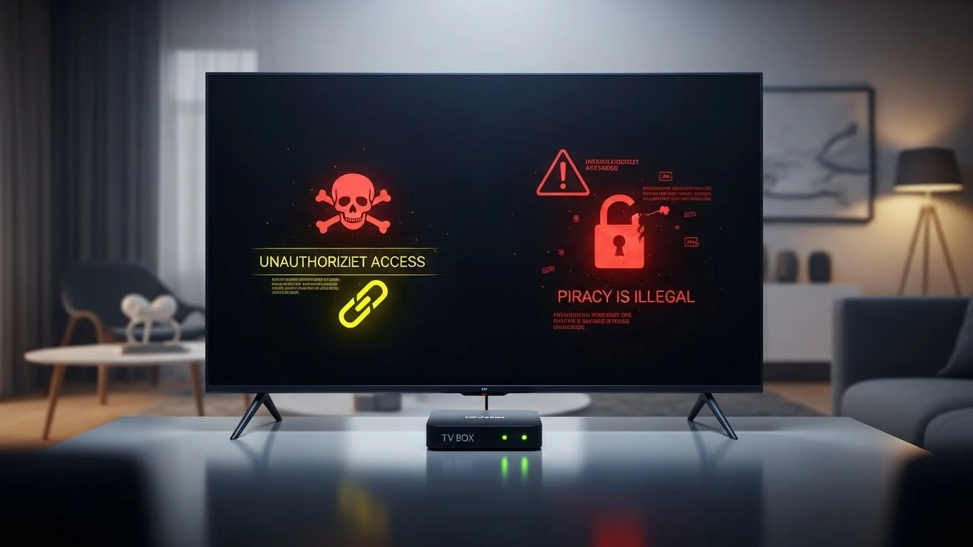Aparelho de TV Box HTV com mensagem de erro na tela e logotipo da Anatel em destaque.